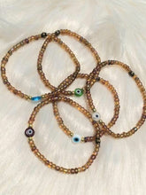 Load image into Gallery viewer, Evil Eye Charm Bracelet - Honey
